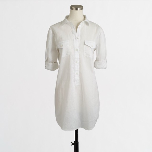 J. Crew Tops - J Crew White Chambray pocket tunic
